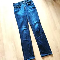 BOBSON　ダークブルー ストレートデニムパンツ