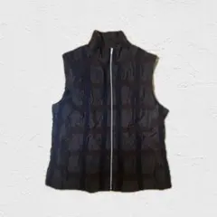 【Ile Centre レディースベスト】チェック柄 ダークブラウン 38サイズ