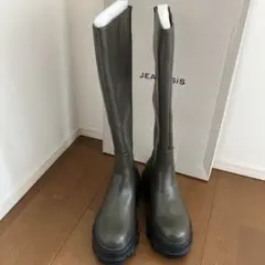 JEANASIS ラグソールバッグジップロングブーツ　カーキ　Lサイズ　新品