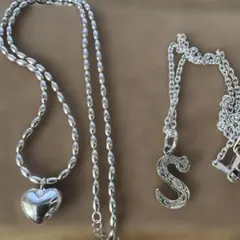 シルバー925 ハート型とフック型ネックレスハワイアン