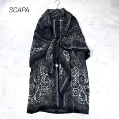 SCAPA ワンピース シルク100% ペイズリー柄 スカーフセット 光沢 黒Mのサムネイル