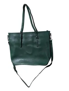 未使用ダークグリーン トートバッグ 合成皮革　ショルダーストラップ付き