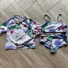 GAP 130 花柄セパレート水着セット（長袖付き）3点セット