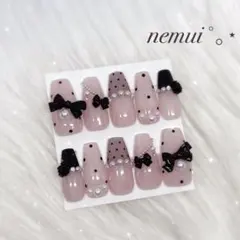 No.38 ネイルチップ ピンク 水玉 韓国 量産型 フレンチガーリー ワンホン