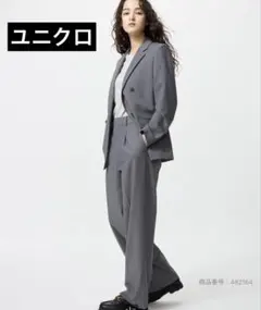ユニクロ　タックワイドパンツ グレー　Lサイズ