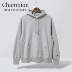Champion リバースウィーブ パーカー 刺繍ロゴ 古着 グレー XL