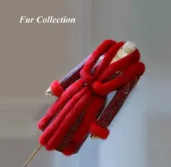 シネマの女優のように、冬を歩く☆レッドのリアルファーコート赤色本物毛皮コート新品