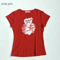 【ピンキーガール】半袖Tシャツ レッド カップケーキ プリントのサムネイル