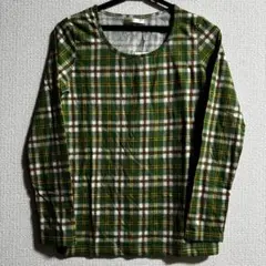 Tシャツ 長袖 レディース チェック柄 長袖M 綿100% 緑 黄色 茶色 新品