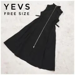 2WAY【YEVS】ハイネック フロントジップ ワンピース ブラック イーブス