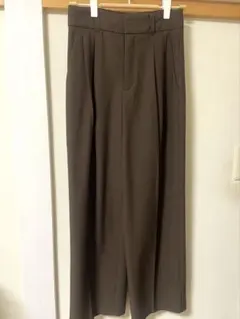 GU ダークブラウン タックワイドパンツ S