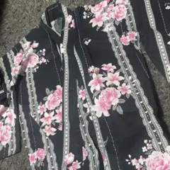 しまむら 浴衣 花柄 ブラック ピンク 単品