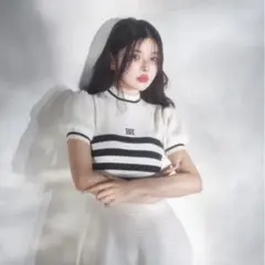 Darich ボーダーニットフレアミニワンピース