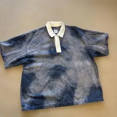ZARA デニム ラガーシャツ ケミカルウォッシュ Lのサムネイル