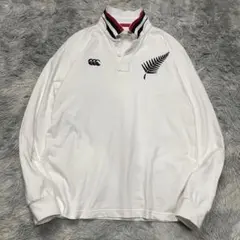 カンタベリー Aotearoa 限定ラガーシャツ ループネック 白 両面刺繍XL