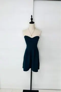 ストラップレス ダークグリーン フレアドレス / Bluegreen Dress