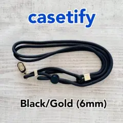 casetify ロープ スマホショルダー(6mm)ブラックゴールド ストラップ