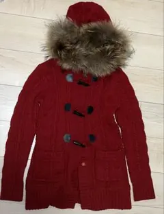 BURBERRY BLUE LABEL ニットダッフルコート 38 レッド
