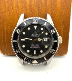 ELGIN TREASURE ダイバーウォッチ デイト ブラック 回転ベゼル - メルカリ