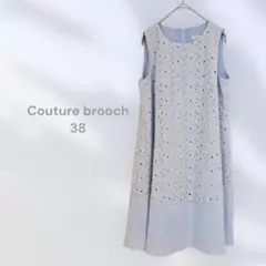 Couture brooch ノースリーブワンピース　パーティドレス　花柄レース