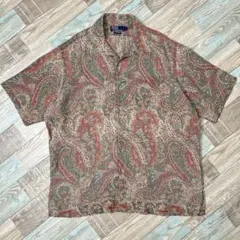 希少 90s ラルフローレン 開襟 総柄 柄シャツ ペイズリー ボタニカル L