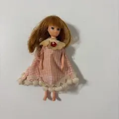 昭和ドール 当時の物人形 着せ替え ピンクチェック柄ドレス