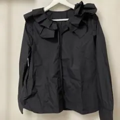 オペークドットクリップ タックフリル衿 ブラウス シャツ