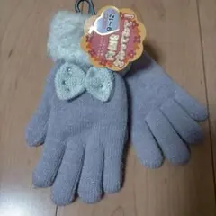 【新品未使用】リボン付き薄紫色手袋 6-12歳