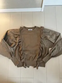 AZUL BY MOUSSY フリル長袖カットソー ブラウン S