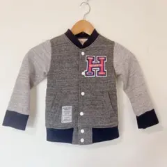 ニードルワーク 裏ボア ジャケット ジャンパー ネイビー×杢グレー 110