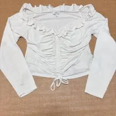 FOREVER21+ 【3XL】大きいサイズ フリル シャーリング トップス 白