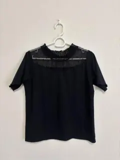 半袖 レースネックトップス