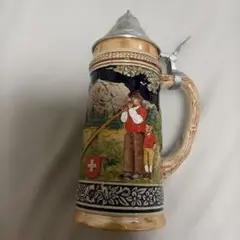 ヴィンテージ INTERLAKEN スイス 蓋付き ビアジョッキ 陶器