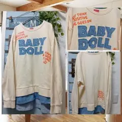 ア*ー様 ✰BABY DOLL ワッペントレーナーチュニック丈