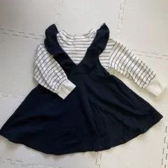 après les courブラック　ボーダー　ワンピース 100cm