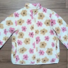 【2024購入】ユニクロ フリース ジャケット 花 ホワイト×ピンク 100