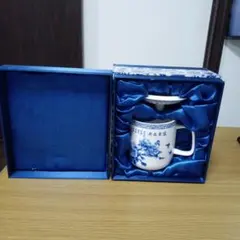 青白花柄 中国茶器 陶器製