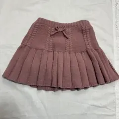 中古　petit main ピンク ニットプリーツスカート M（100〜110）