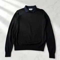 現行　JOHN SMEDLEY メリノウール　バイカラー　クレリックポロ　Sのサムネイル
