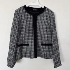 大きめチェックノーカラージャケット　フォーマル