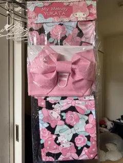 My Melody YUKATA 浴衣 帯セット ブラック 新品のサムネイル