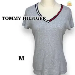 トミーヒルフィガー VネックTシャツ M グレー シンプル