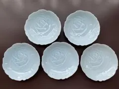 【新品・未使用】香蘭社 青磁ばら 銘々皿 5枚セット レリーフ 薔薇 小皿のサムネイル