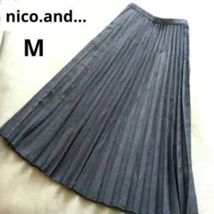 【美品】ニコアンド　プリーツ　ロングスカート　マキシ丈　千鳥格子　チェック　M