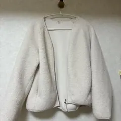 クリーム色 ボアフリースジャケット