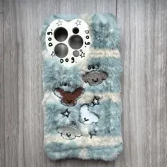 ファー素材犬刺繍iPhone15 Pro Maxケース 全新