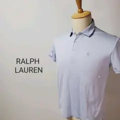 S197ラルフローレンポロシャツゴルフウェア半袖サックスブルーコットン綿ドットS