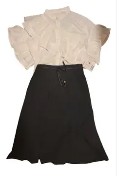 新品　HoneysマーメイドスカートネイビーLサイズGRLブラウスセットのサムネイル
