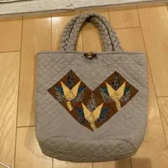 グレー キルティング パッチワーク トートバッグハンドメイド品❣️値下げ❣️