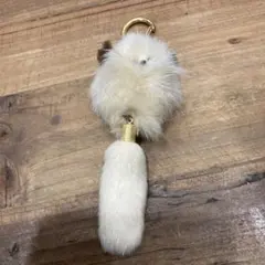 昭和レトロ ファー動物型キーホルダー 毛皮 しっぽ フェイクファー きつね